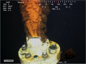 Underwater view of DWH leak. Photo reproduced from USDOE.